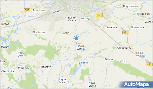 mapa Ligota Wielka, Ligota Wielka gmina Oleśnica na mapie Targeo